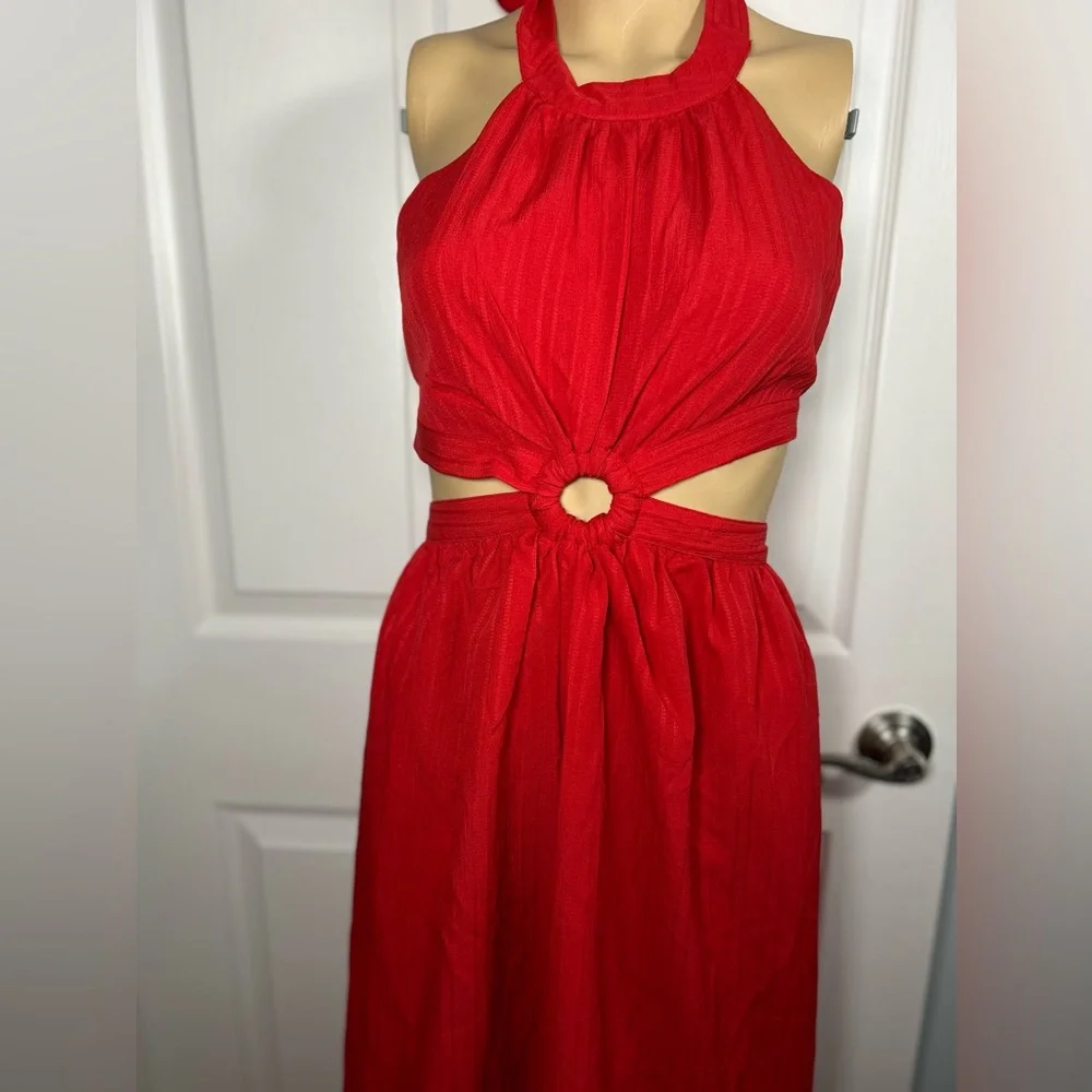 Lulus Island Vacay Red Tie-Back Maxi Dress Size XS New with Tags NWT_10